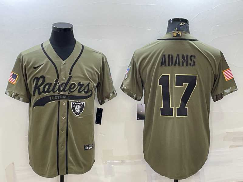 Mens Las Vegas Raiders #17 Davante Adams 2022 Olive Salute to Service Cool Base Stitched Baseball Jersey->las vegas raiders->NFL Jersey